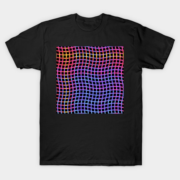 Wavy Plaid Rainbow on Black Repeat 5748 T-Shirt by ArtticArlo